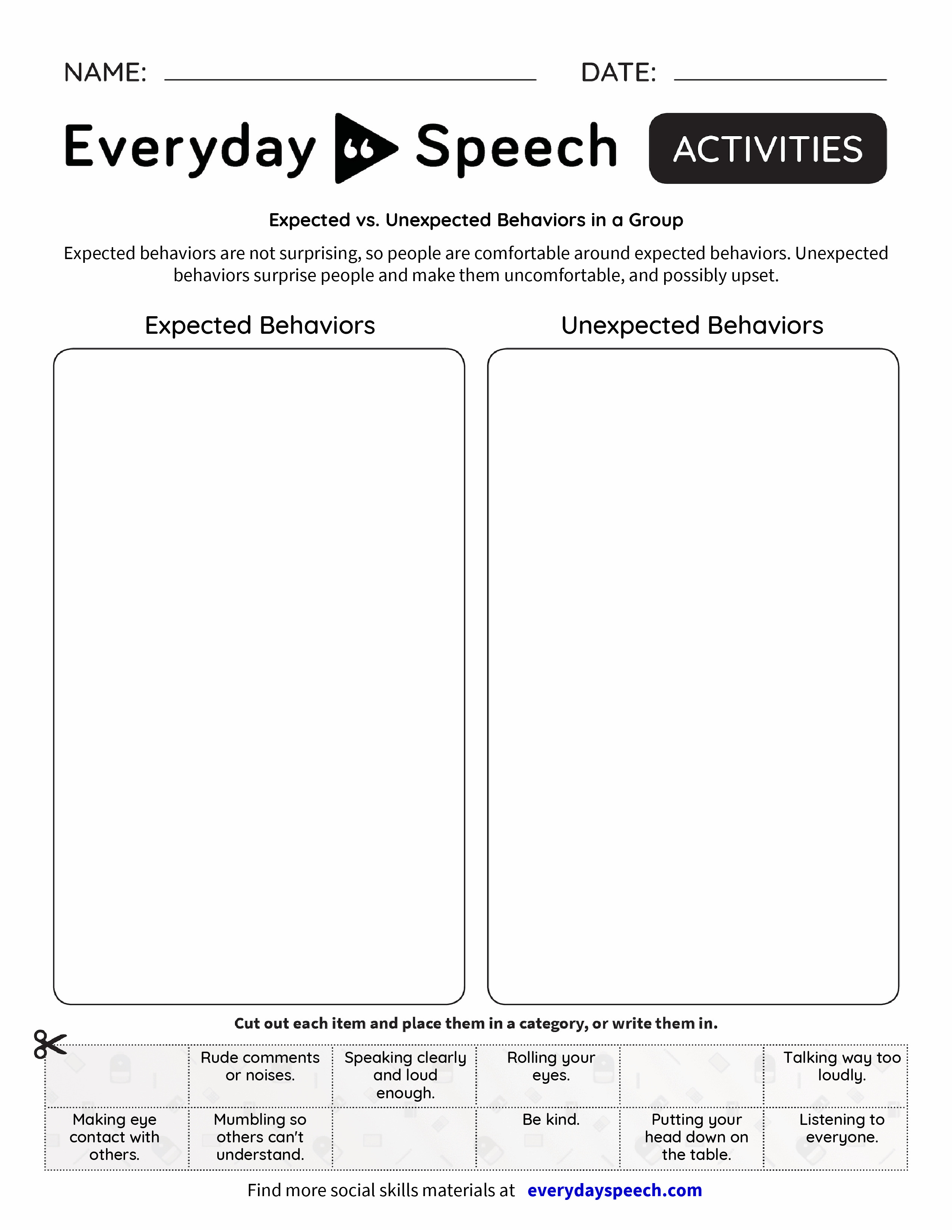 Expected vs. Unexpected Behaviors in a Group Everyday Speech