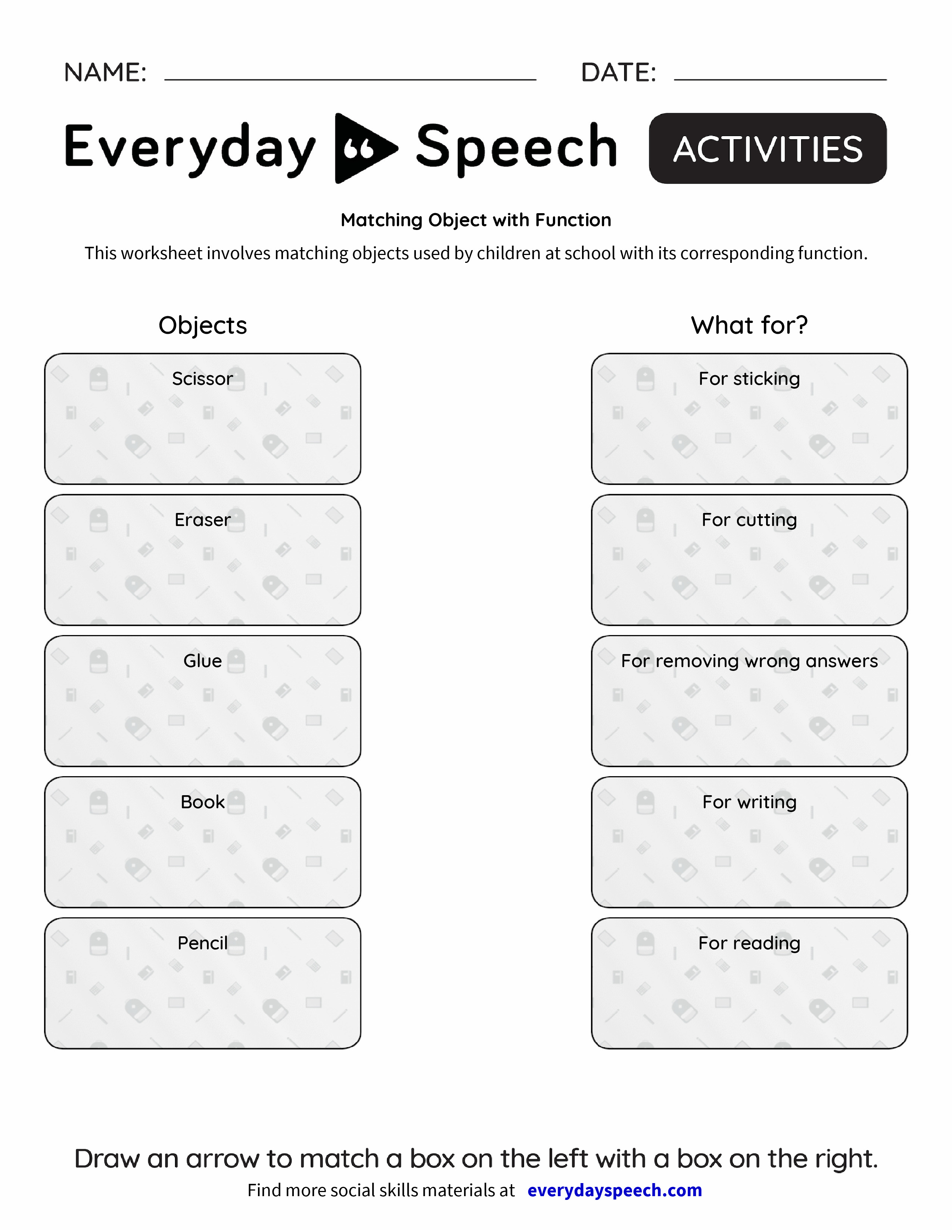 Matching Object with Function Everyday Speech Everyday Speech
