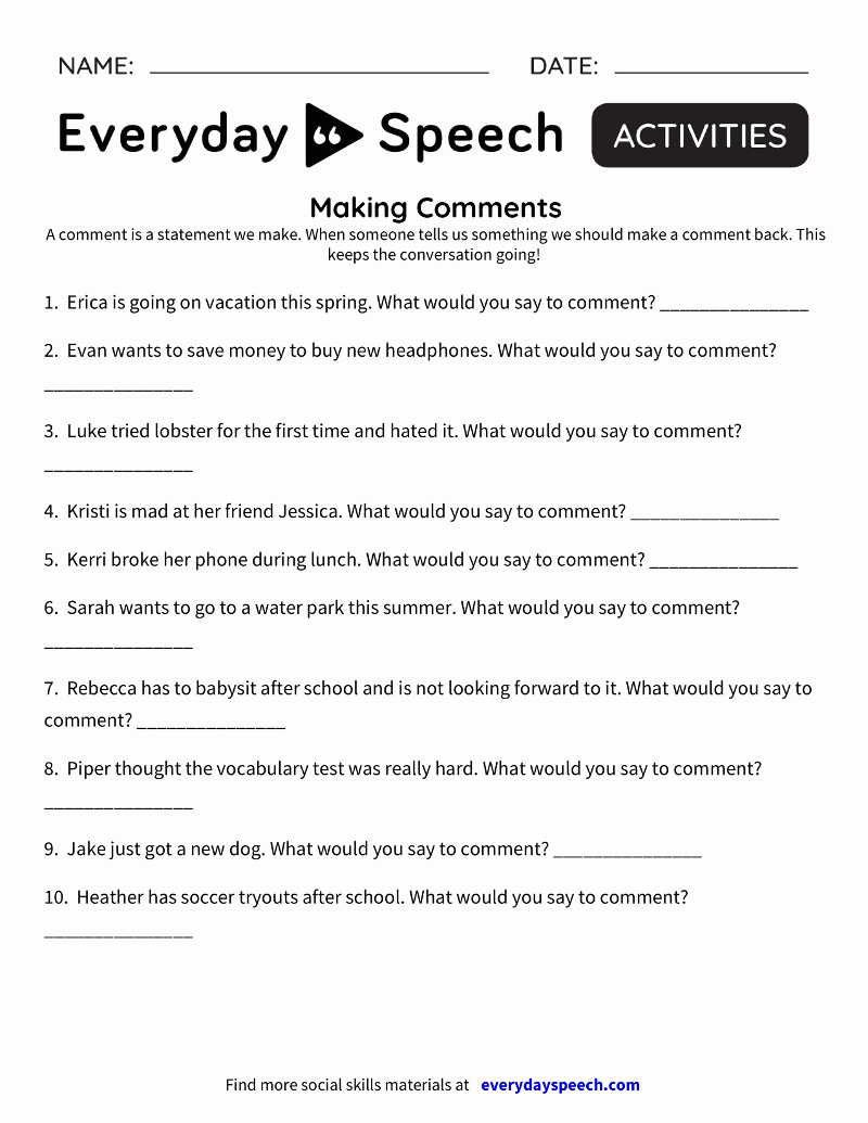 Speech Therapy Worksheet Creator - Everyday Speech