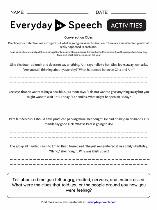 no prep social skills worksheets worksheet creator everyday speech