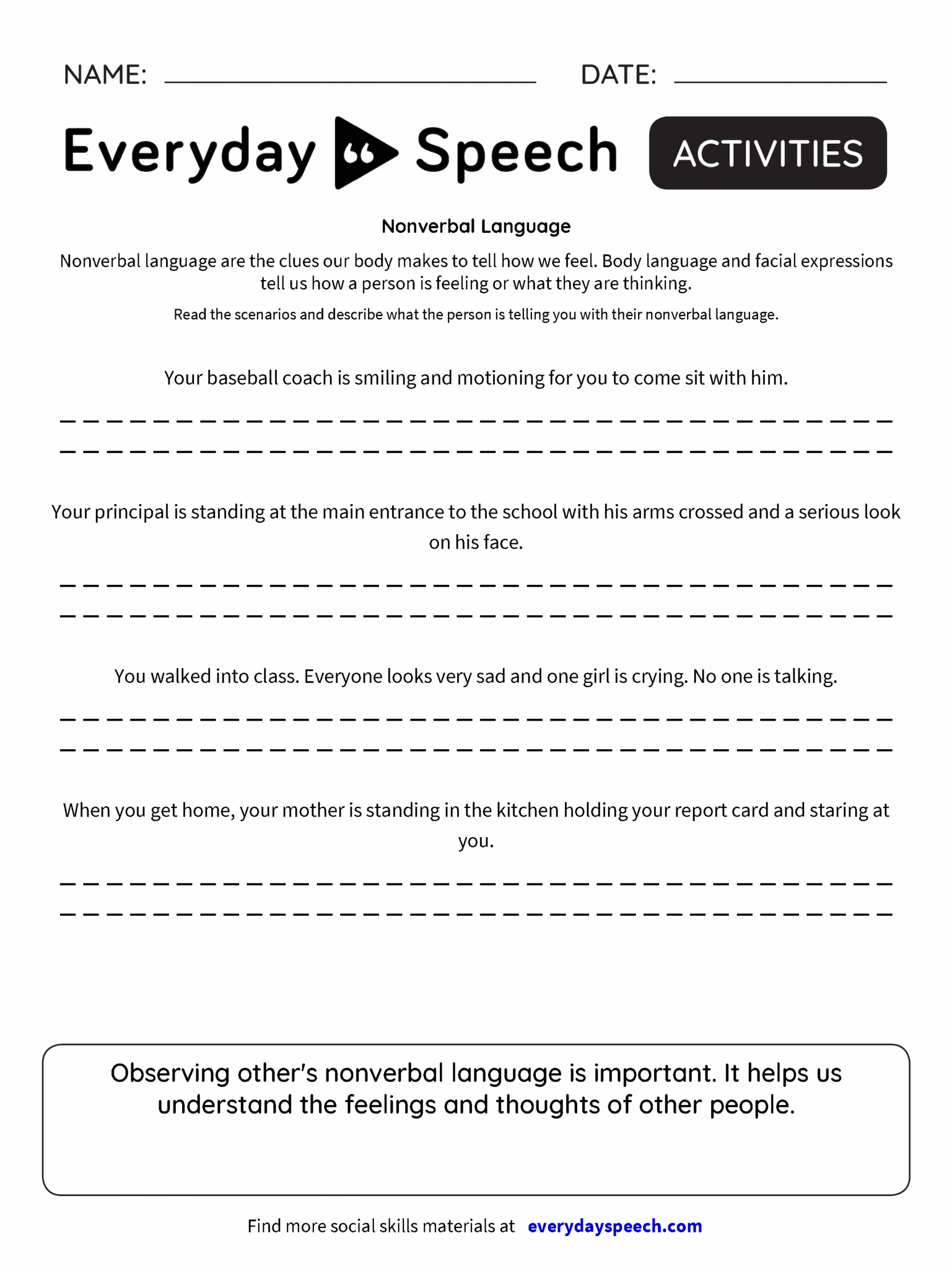 No-Prep Social Skills Worksheets & Worksheet Creator | Everyday Speech