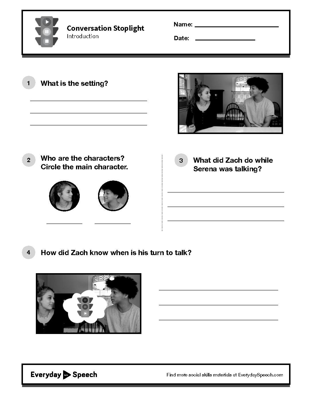 Lesson Plan Conversation Stoplight Everyday Speech