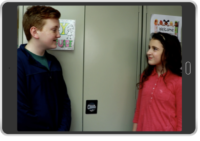 boy talking to girl by lockers
