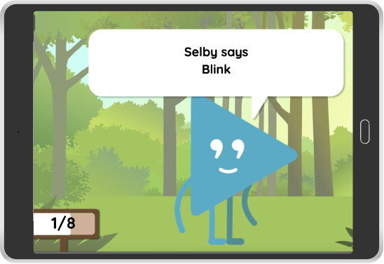 screenshot of Selby Says game with Selby mascot