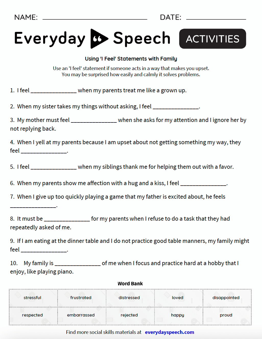 Elementary Using 'I-Feel' Statements Lesson | Everyday Speech