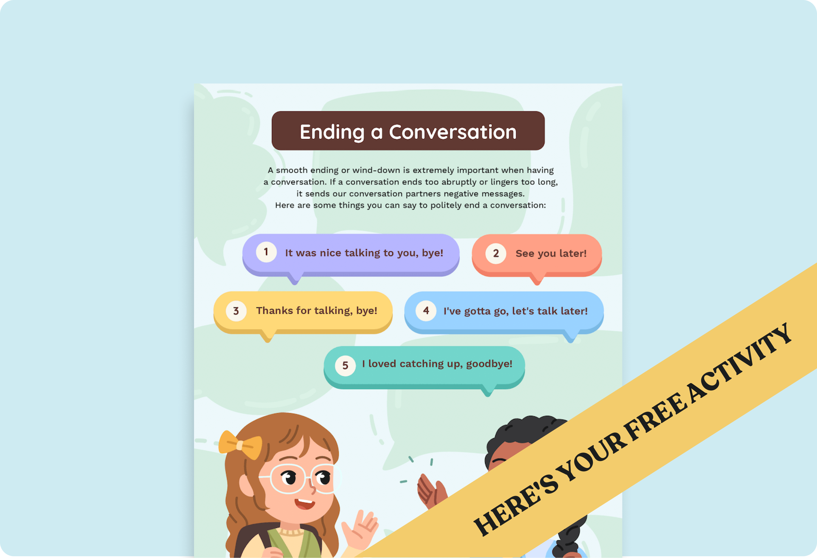 Elementary Conversation Skills Poster: How to End a Conversation Respectfully