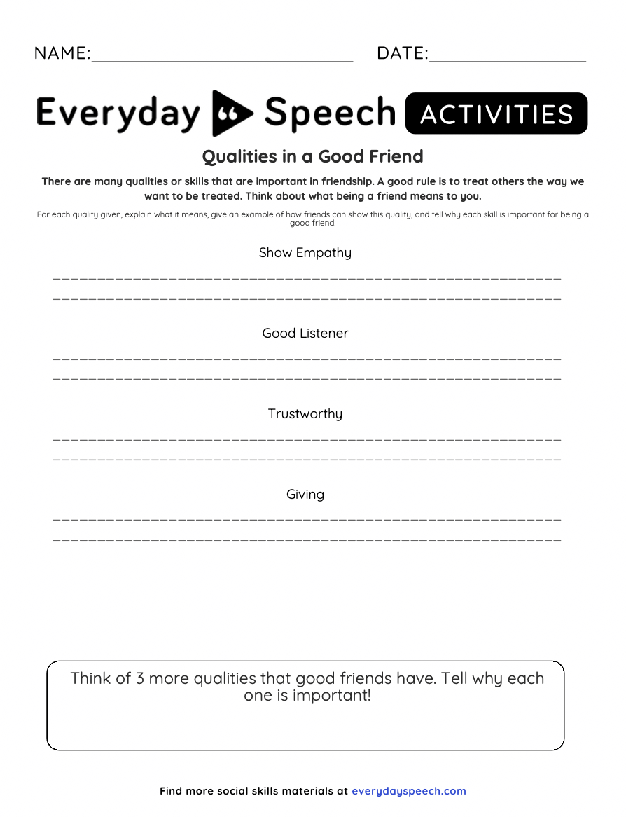 Friendship Lesson For High Schoolers Everyday Speech