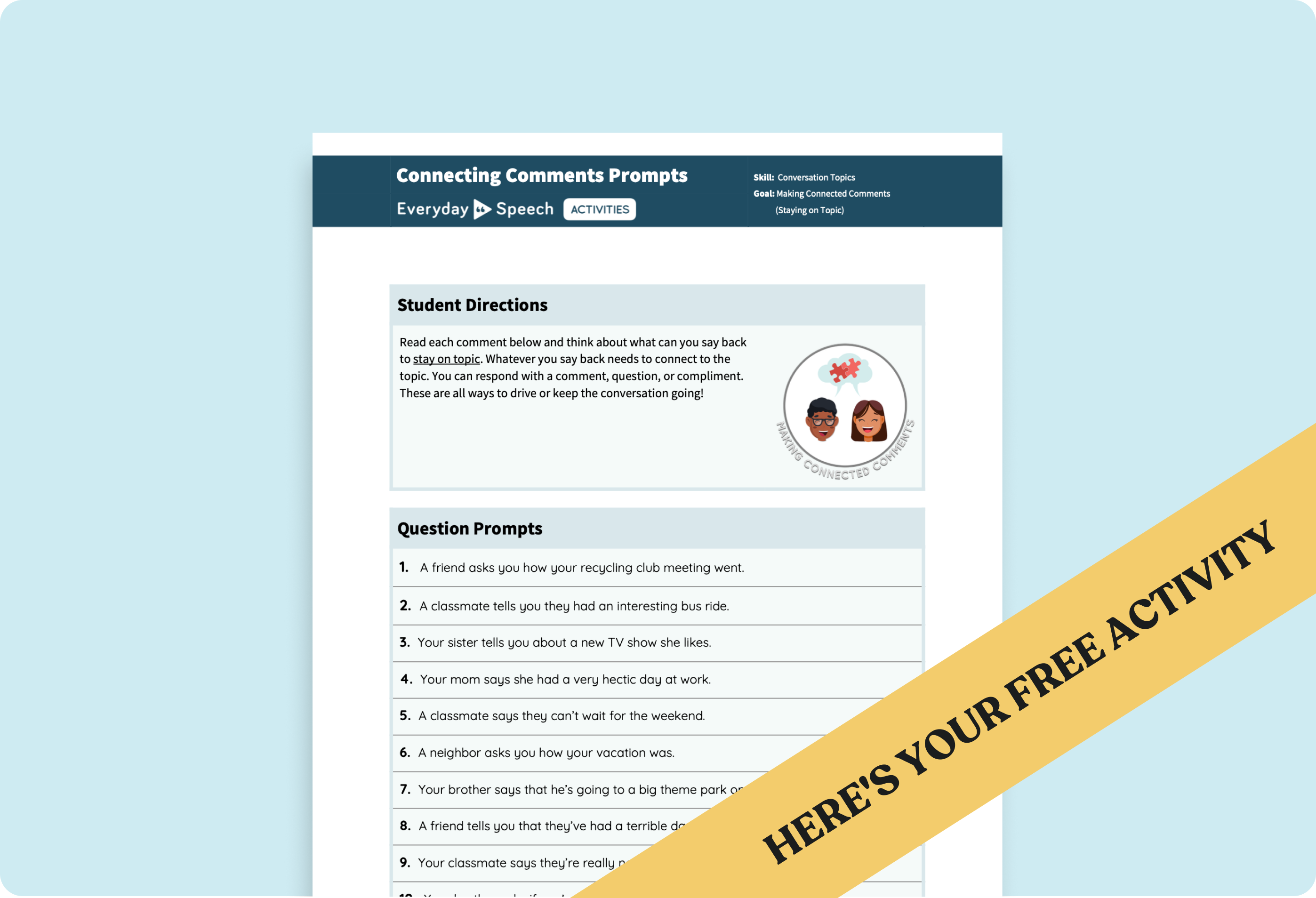 Elementary Conversation Activity: Making Connected Comments