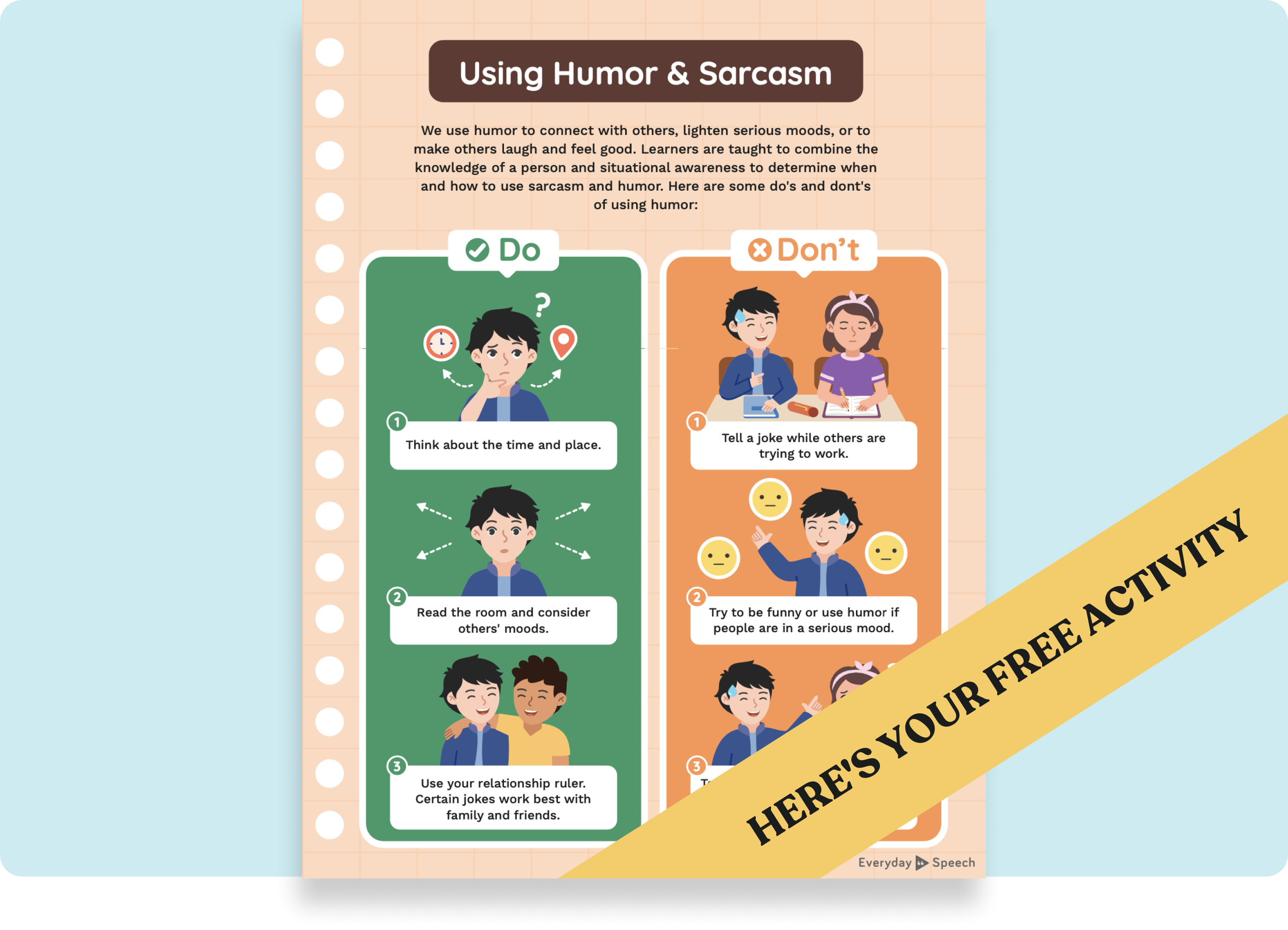 Conversation Skills Poster for Middle School: Using Humor and Sarcasm