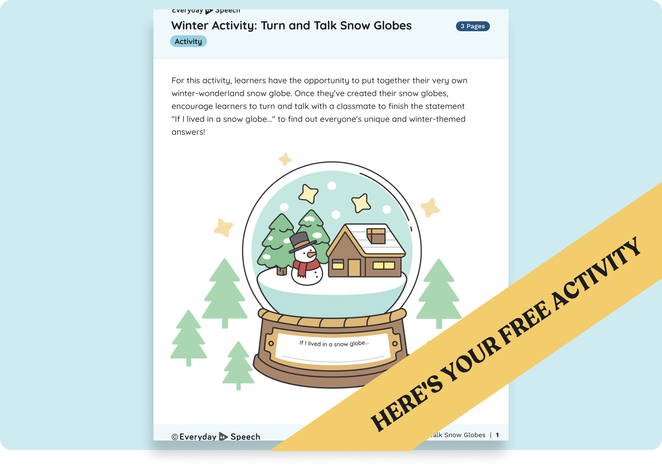 Preschool Conversation Activity: Turn-and-Talk Snow Globe Craft