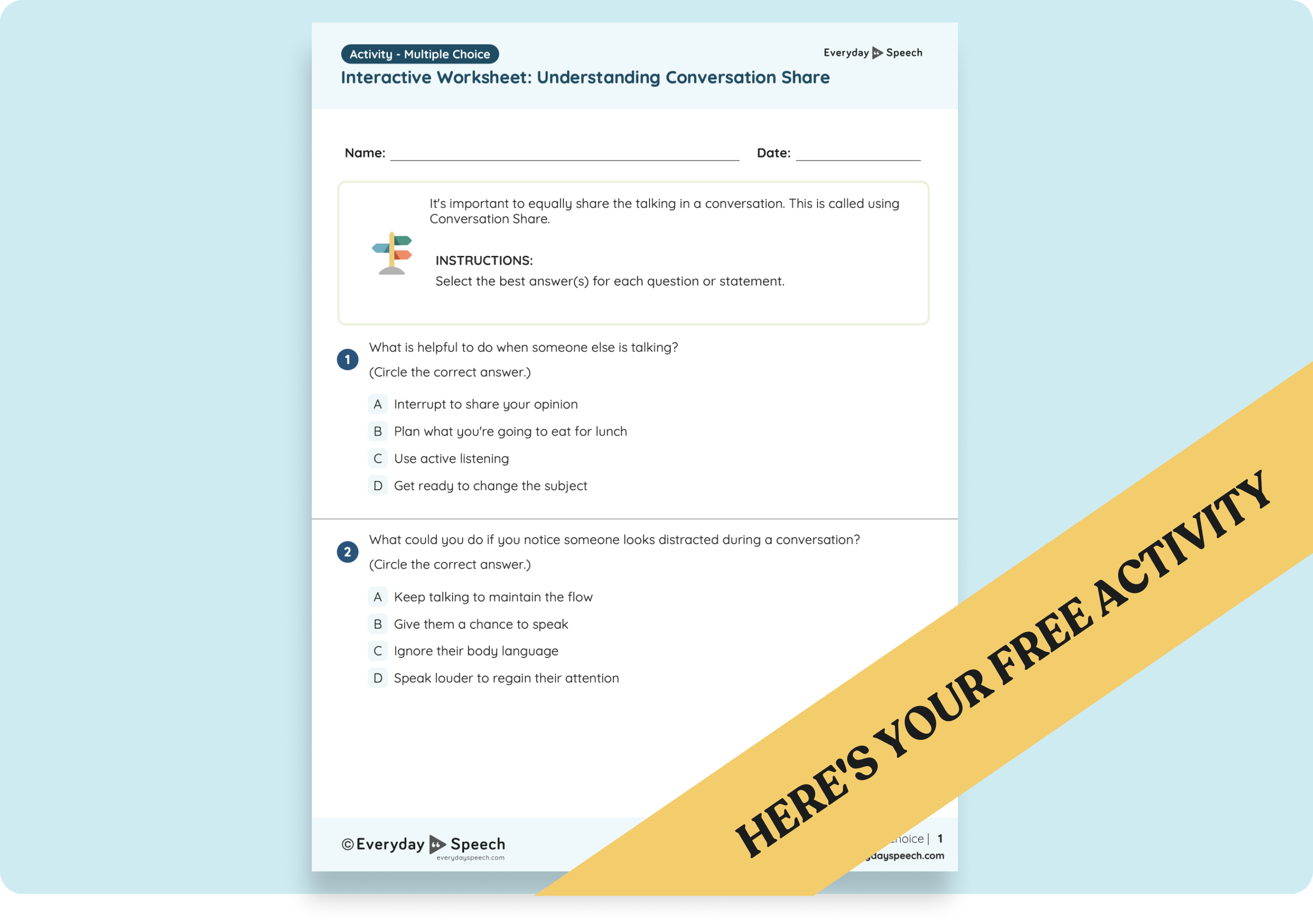 Conversation Balance Activity for Middle School: Understanding Conversation Share