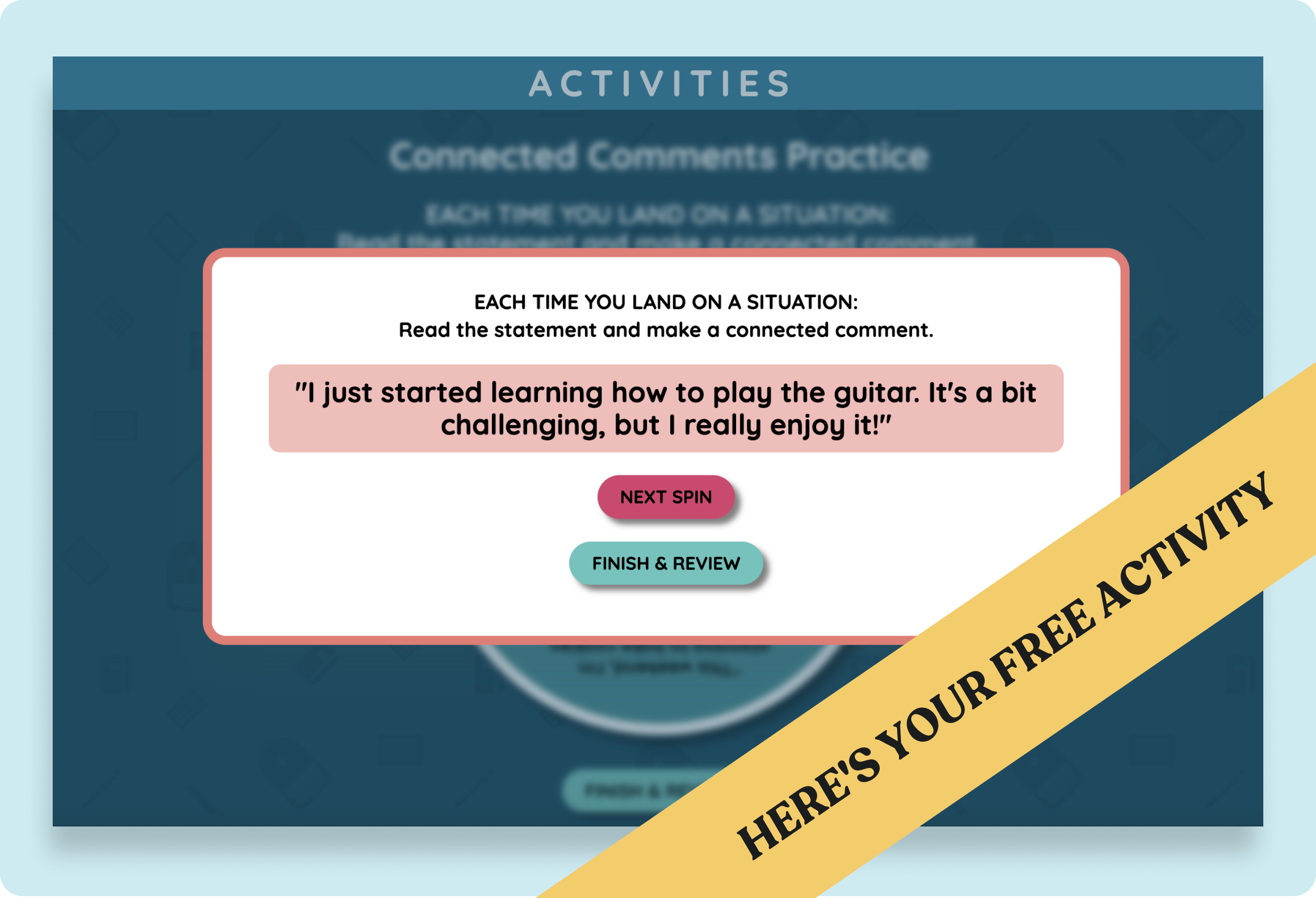 Conversation Skills Activity for Middle School: Connected Comments Spinner