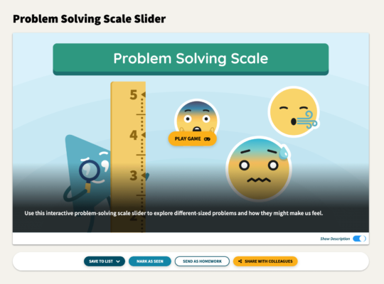 This is an image preview of a problem solving scale - an interactive activity by Everyday Speech