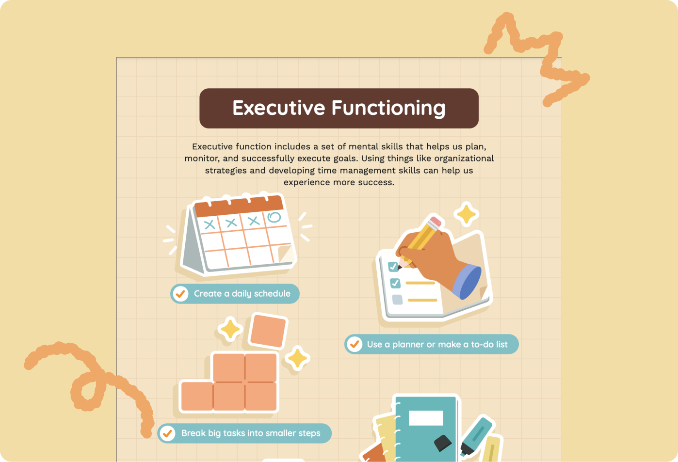 executive functioning goal poster