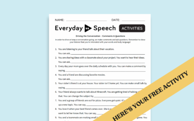 Conversation Skills Activity for Middle School: Drive the Conversation