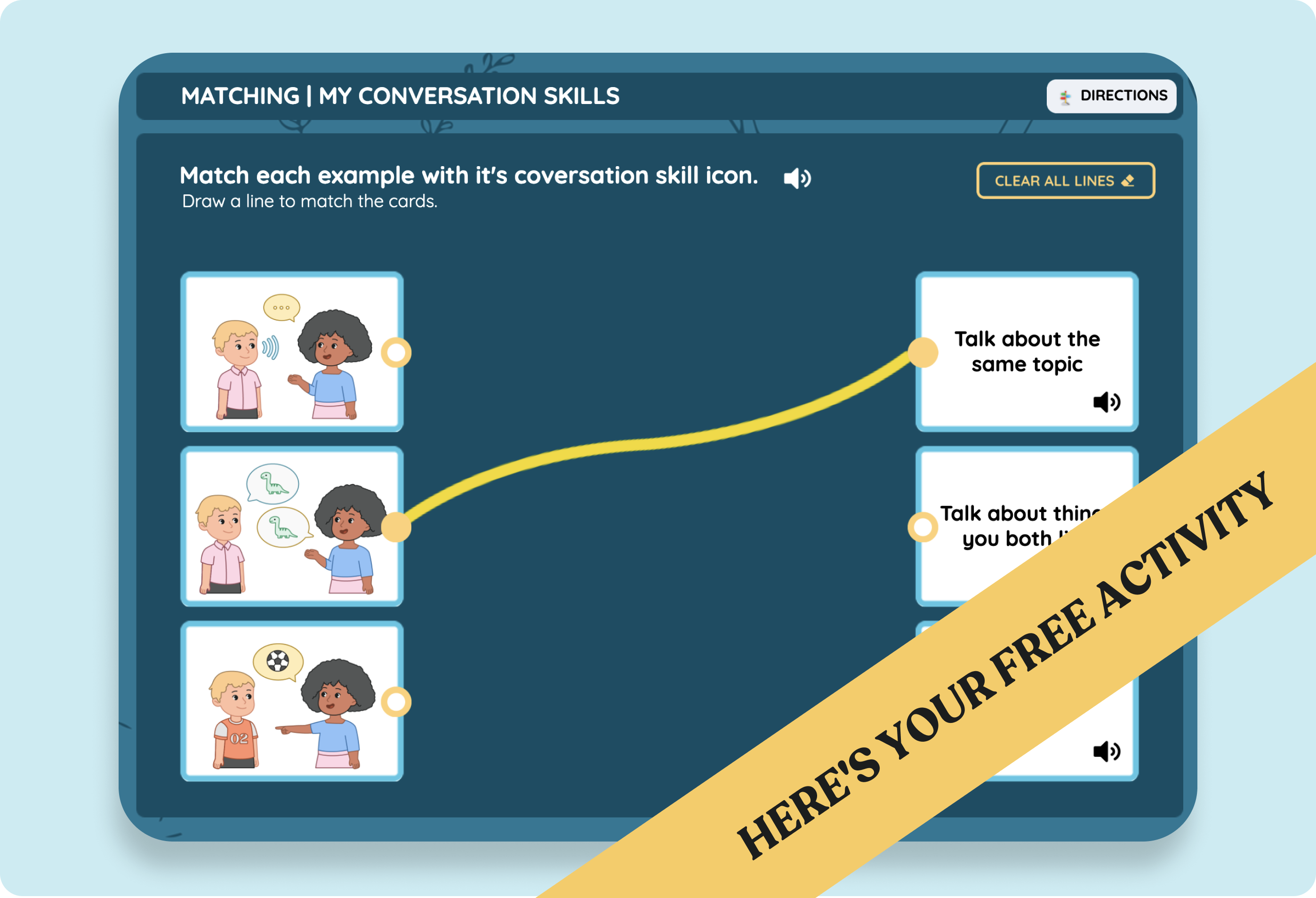 Conversation Skills Activity for Preschool: Interactive Matching Game