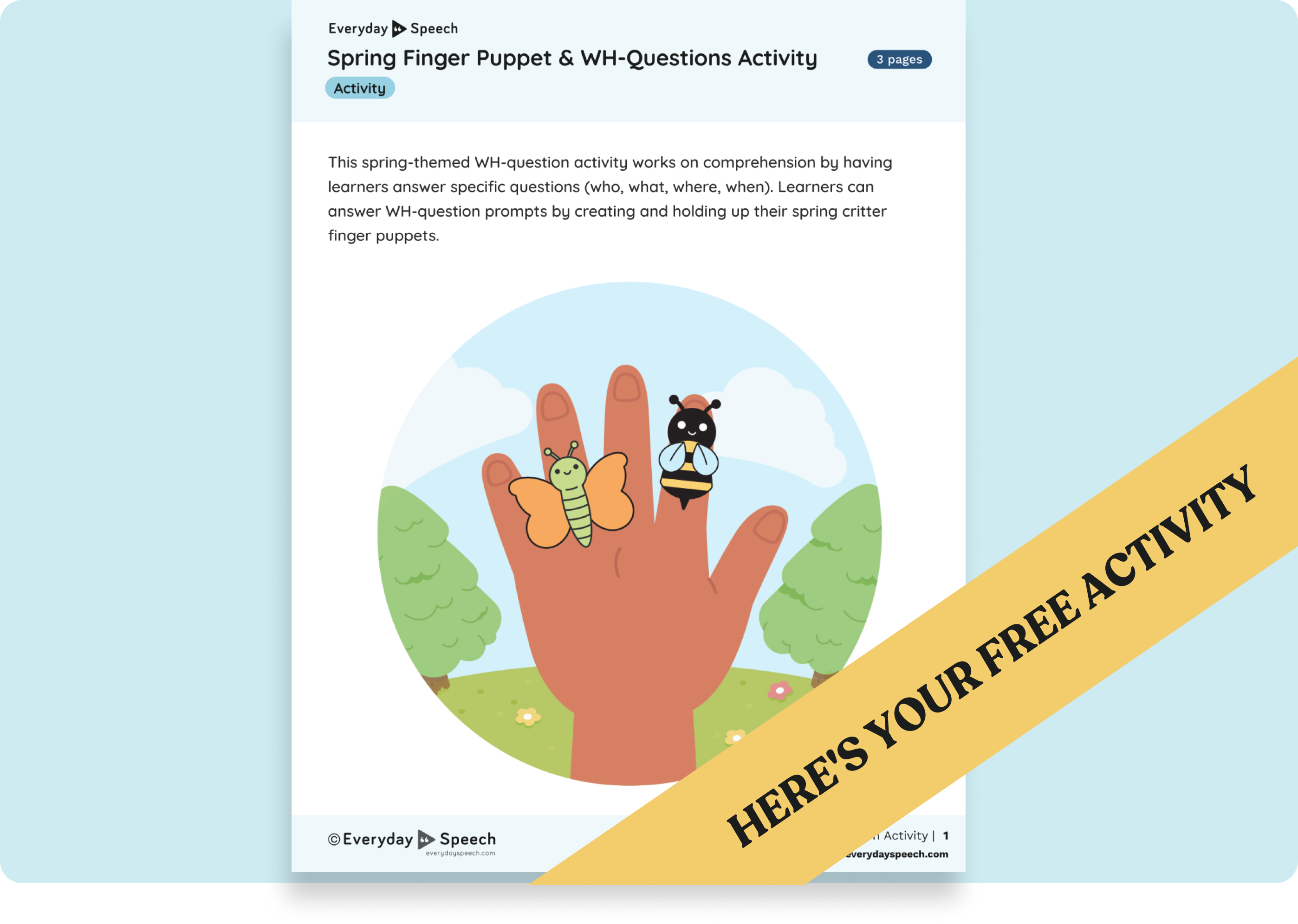 WH-Question Activity for Preschool: Spring Finger Puppets