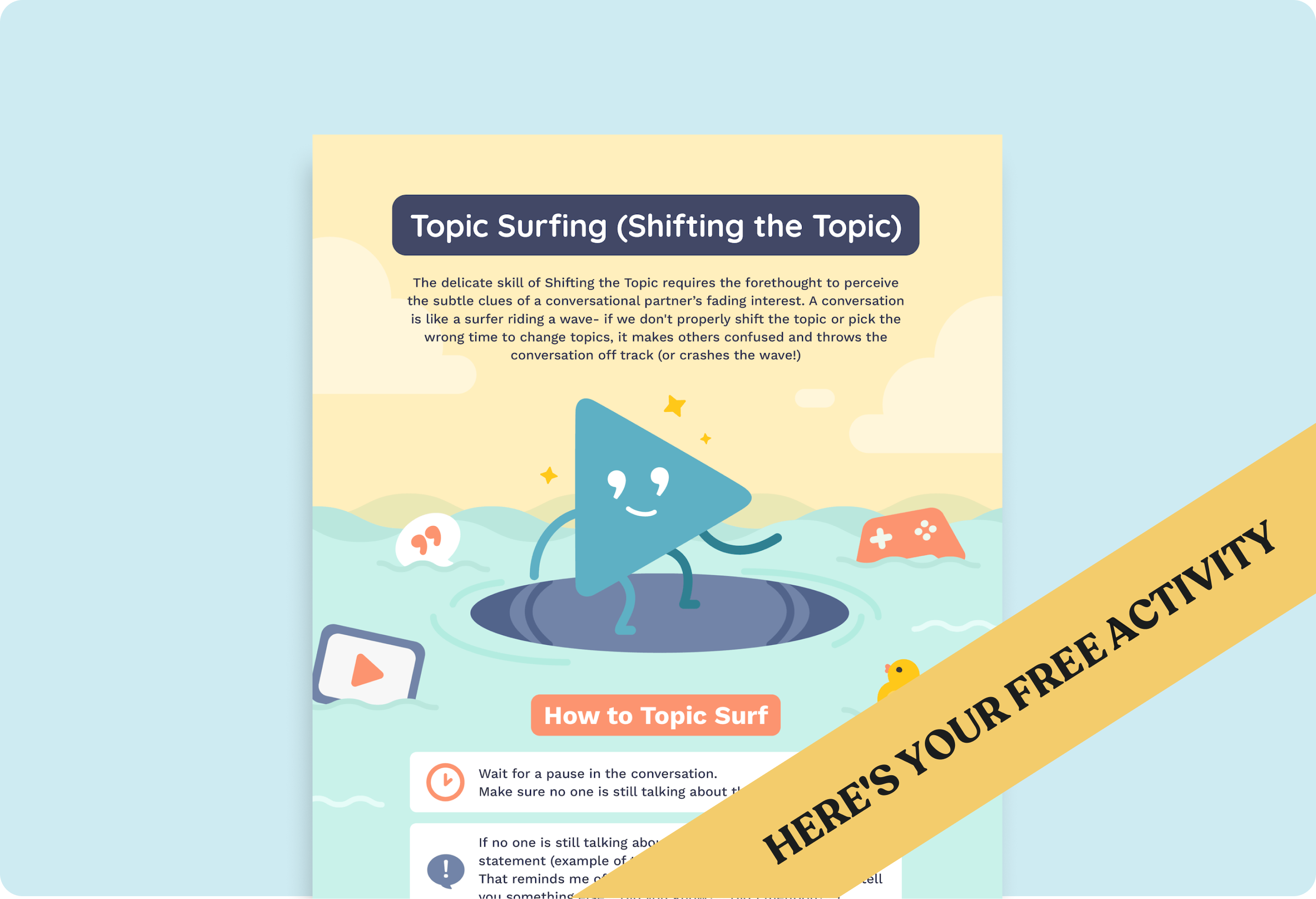 Conversation Skills Poster for Middle School: Topic Surfing