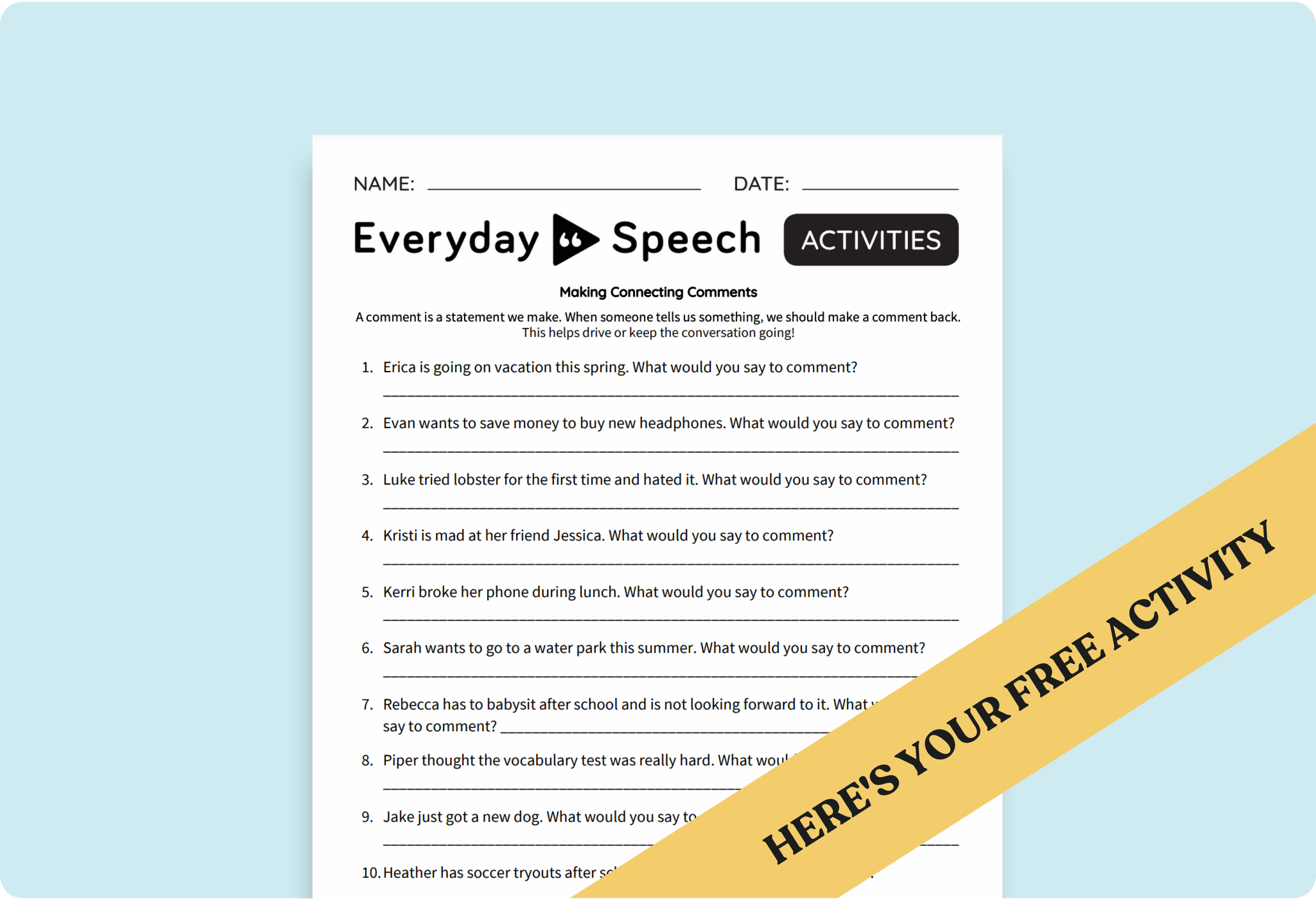 Conversation Skills Activity for Middle School: Staying on Topic with Connected Comments
