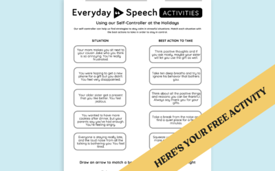 High School Self-Regulation Printable Activity: Using Our Self-Controller at the Holidays