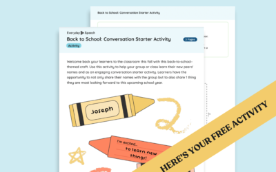 Elementary Conversation Skills Activity: Back to School Conversation Starter