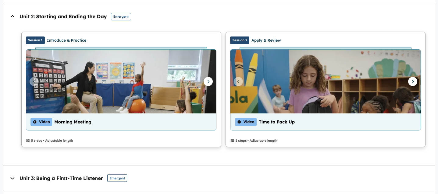 Unit page featuring Session 1: Introduce and Practice, and Session 2: Apply and Review
