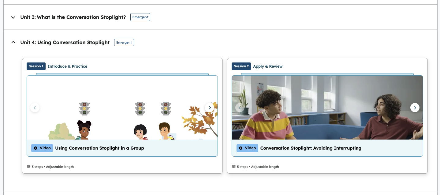 Unit page featuring Session 1: Introduce and Practice, and Session 2: Apply and Review