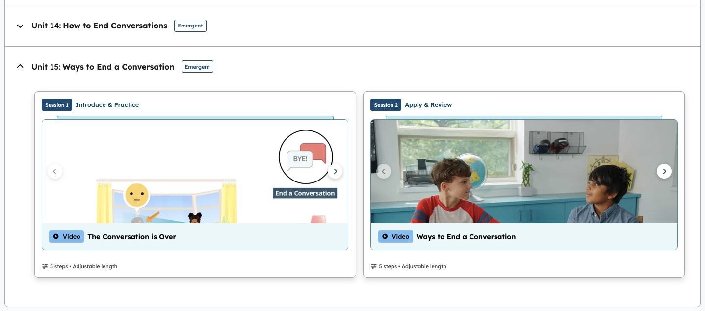 Unit page featuring Session 1: Introduce and Practice, and Session 2: Apply and Review