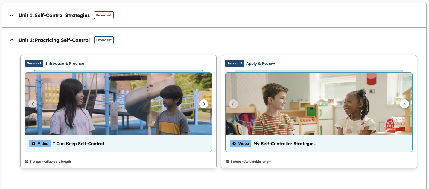 Unit page featuring Session 1: Introduce and Practice, and Session 2: Apply and Review