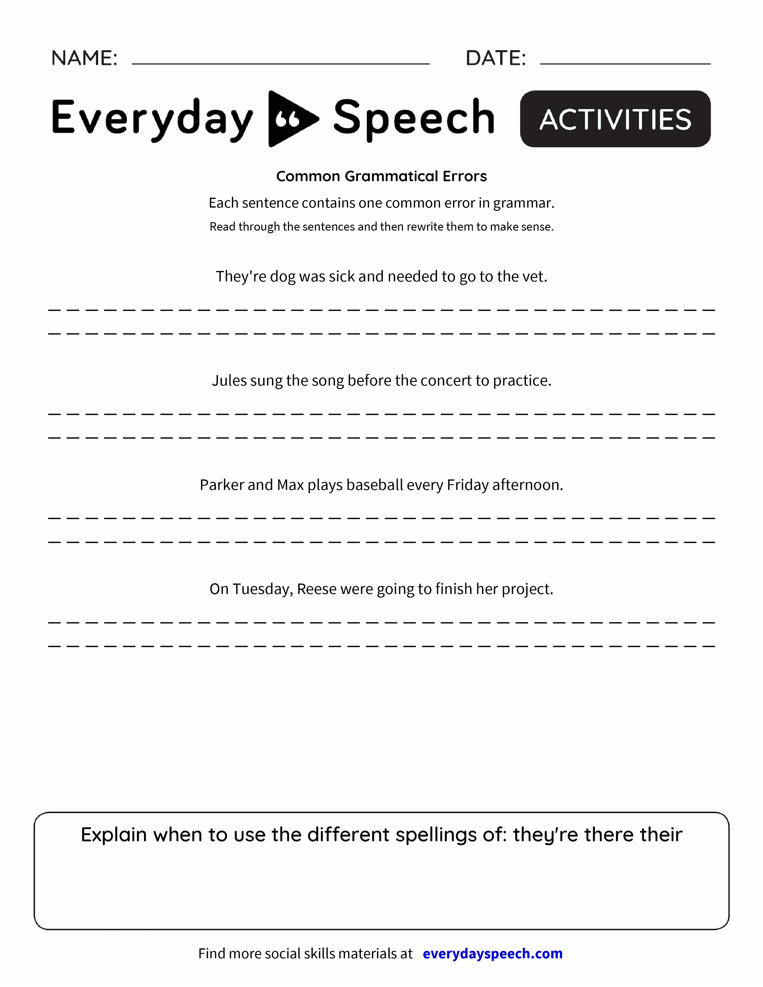 Common Grammatical Errors Everyday Speech Everyday Speech