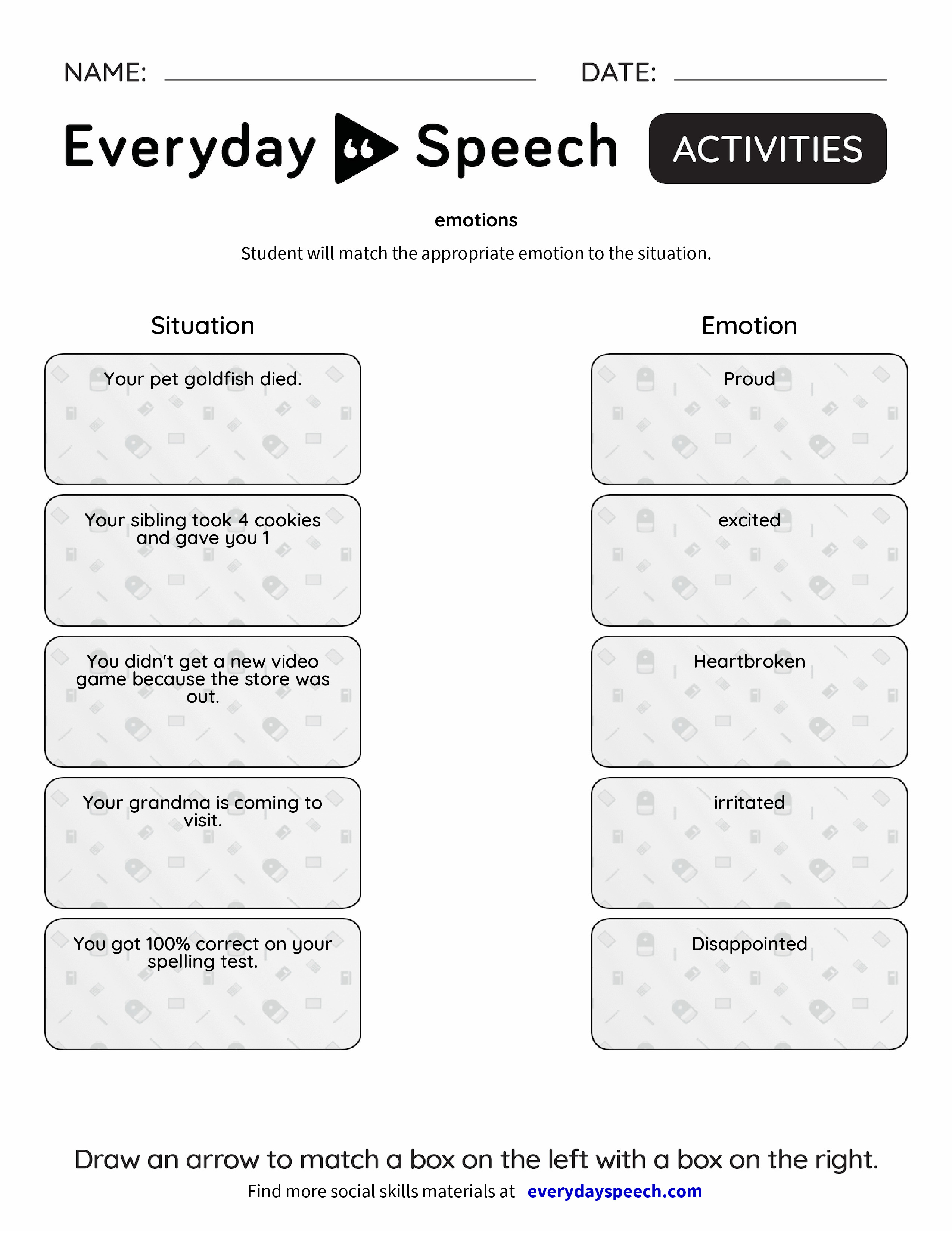 worksheet Emotion Worksheets emotions everyday speech preview