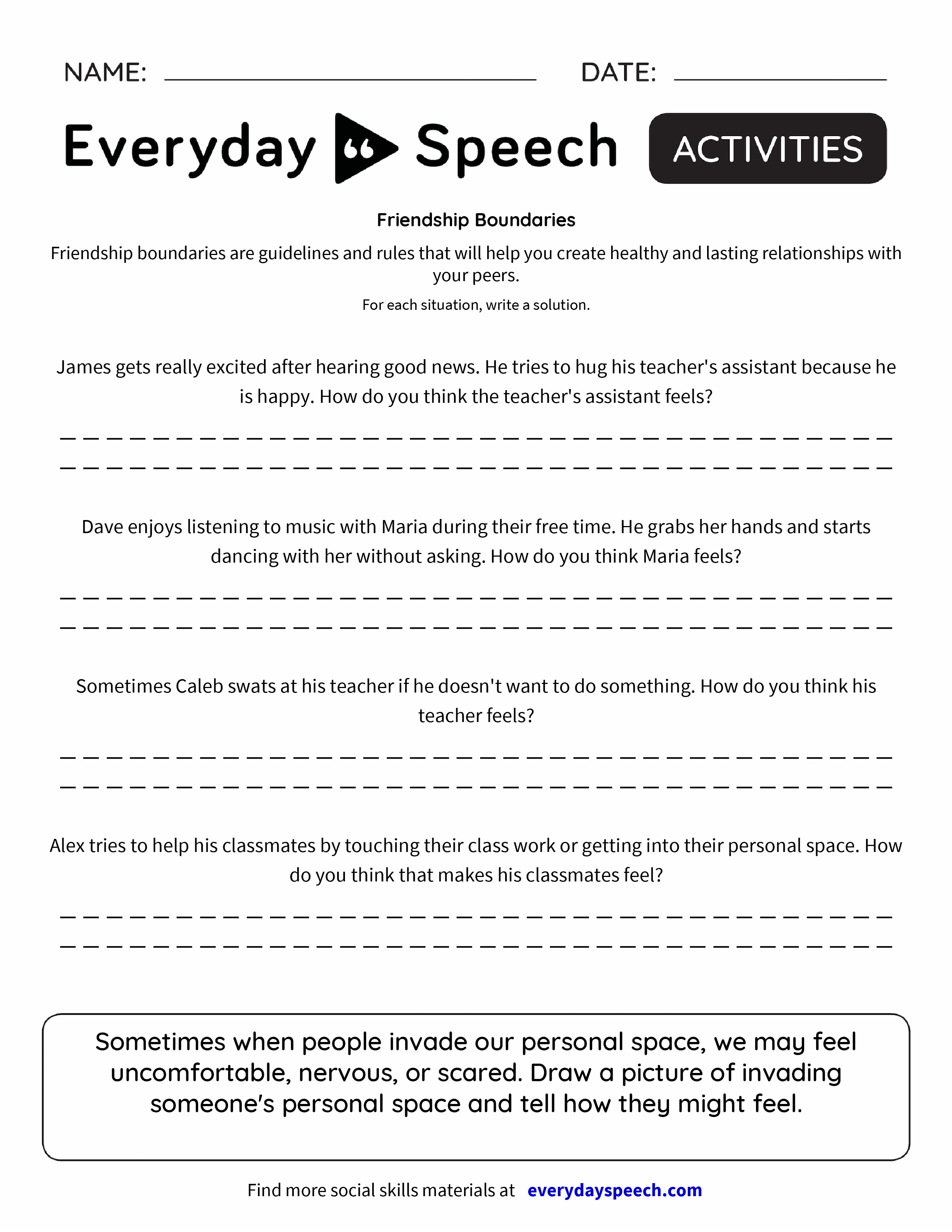 friendship boundaries q and a worksheet 2