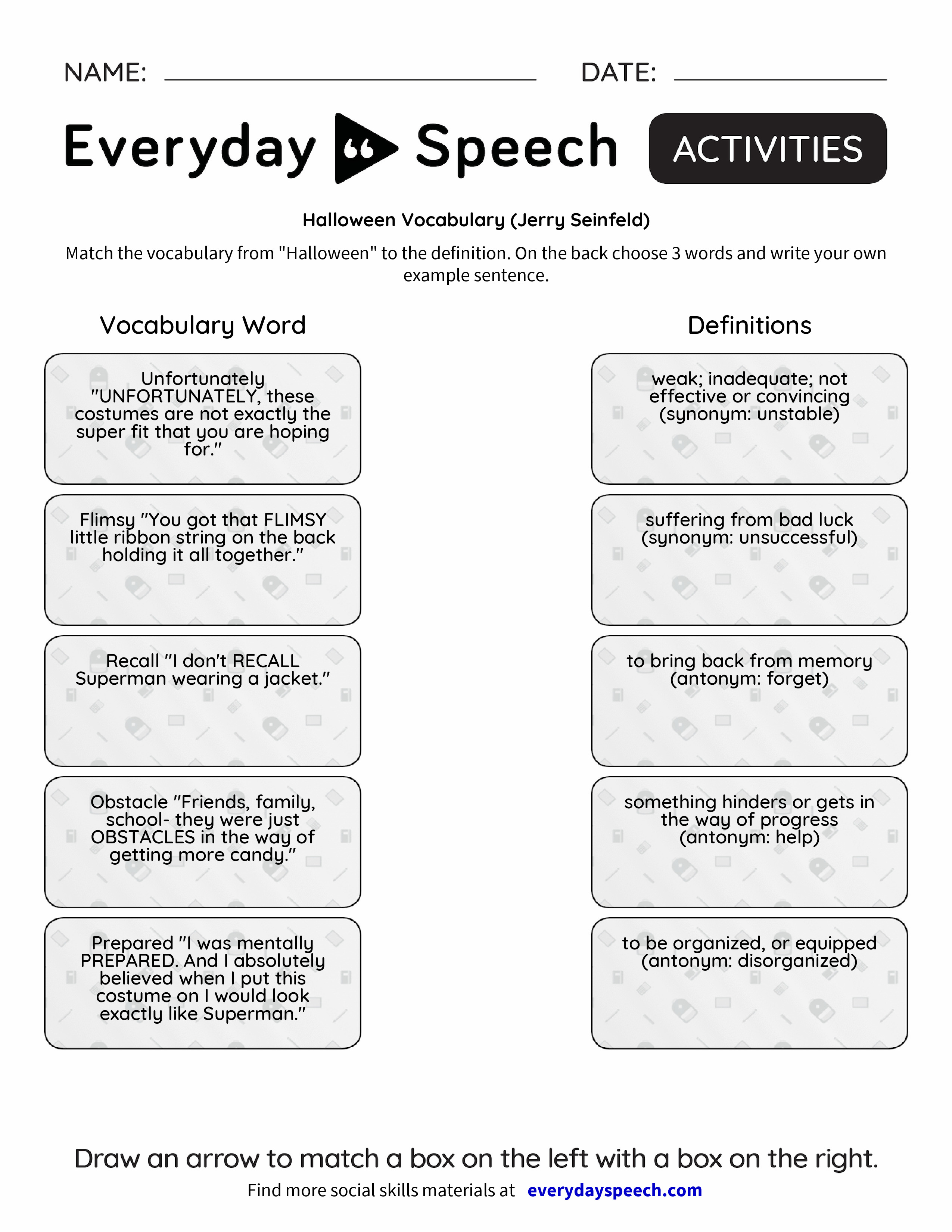 halloween vocabulary (jerry seinfeld) - everyday speech - everyday