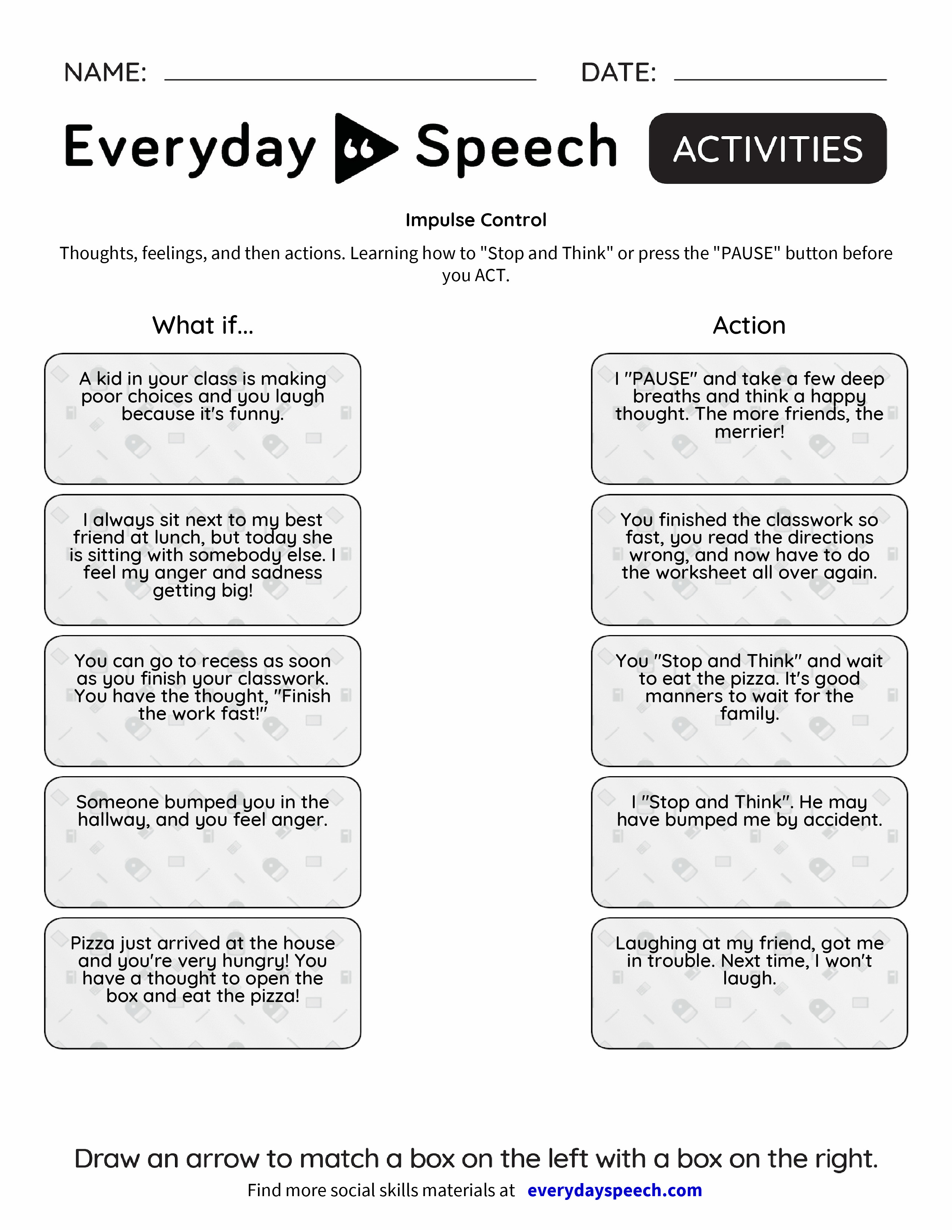 Impulse Control Worksheets Impulse Control Worksheets