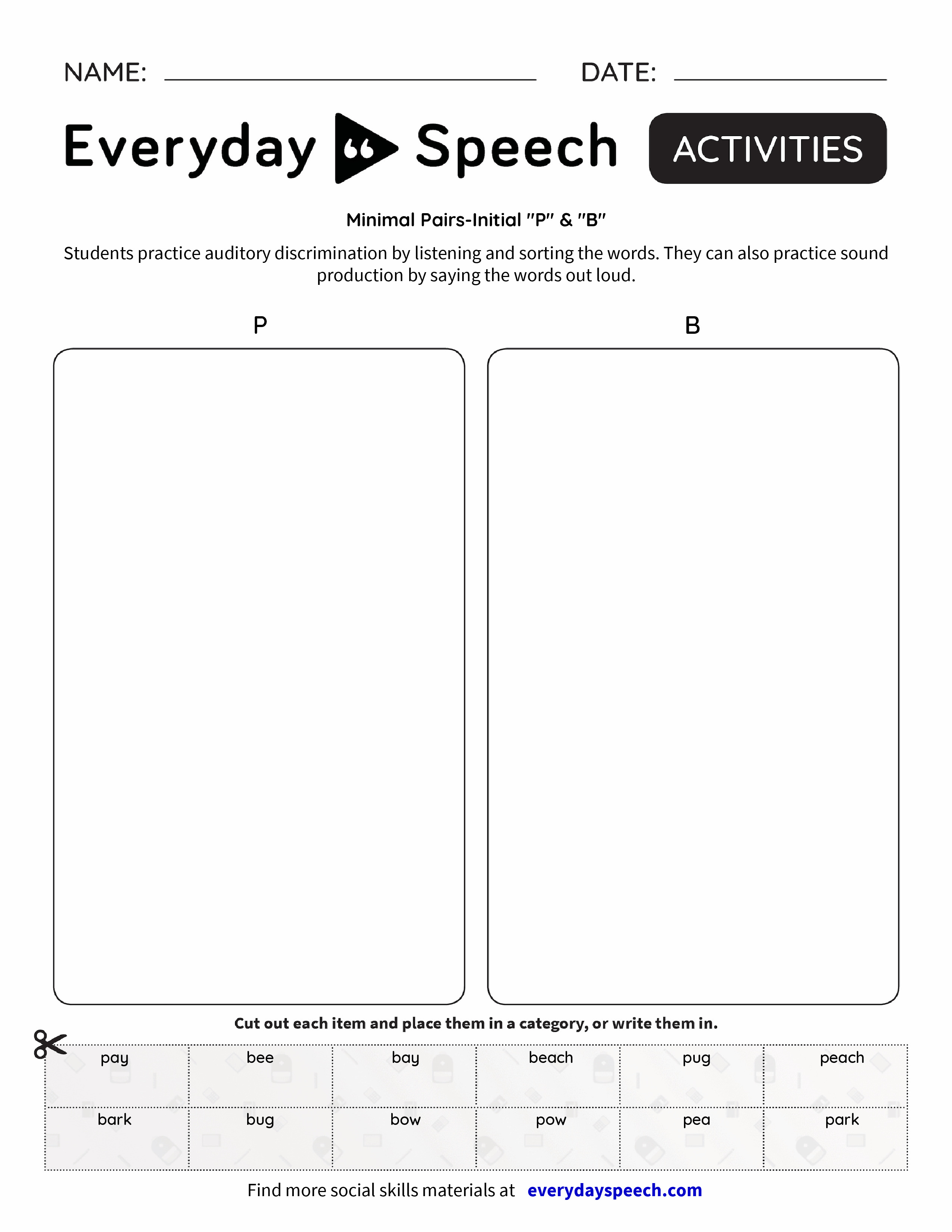 Minimal Pairs-Initial "P" & "B" - Everyday Speech - Everyday Speech