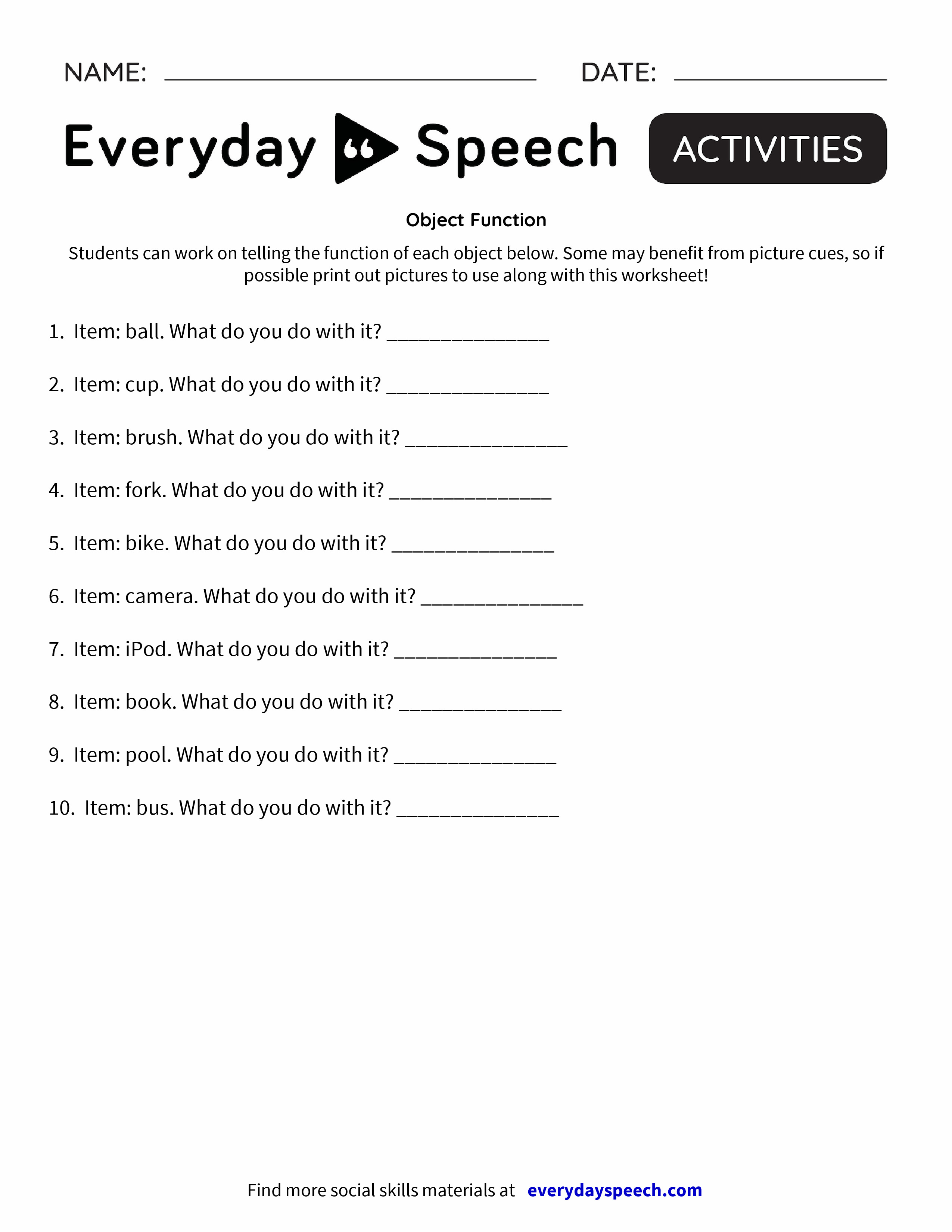 object function everyday speech everyday speech