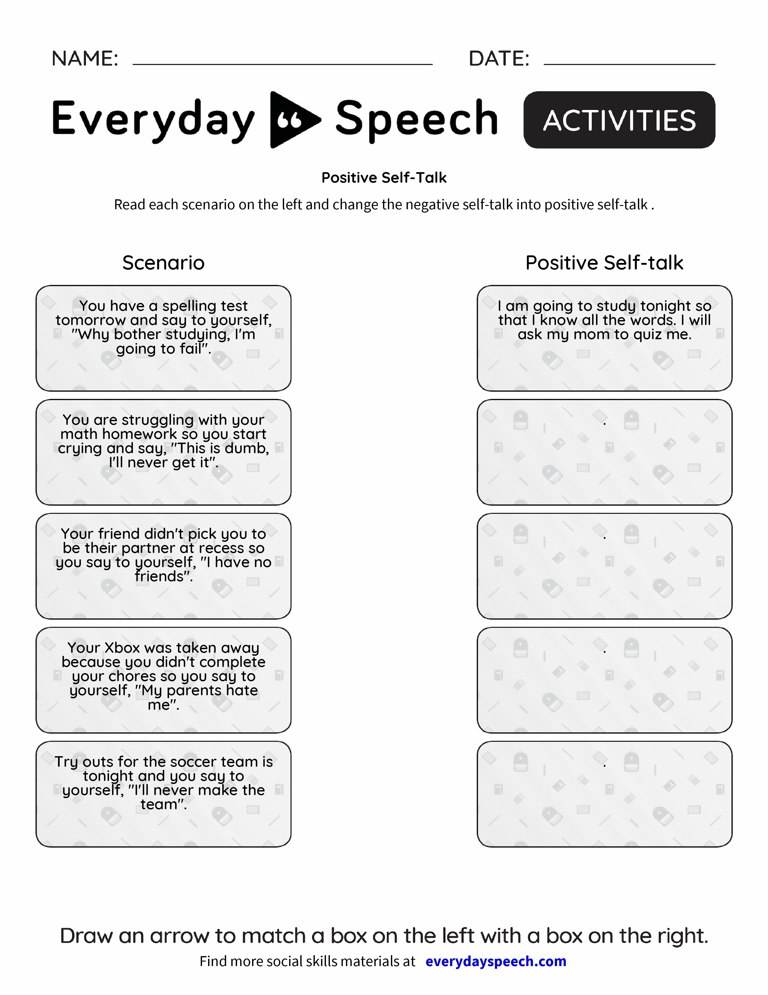 Positive Self Talk Everyday Speech Everyday Speech