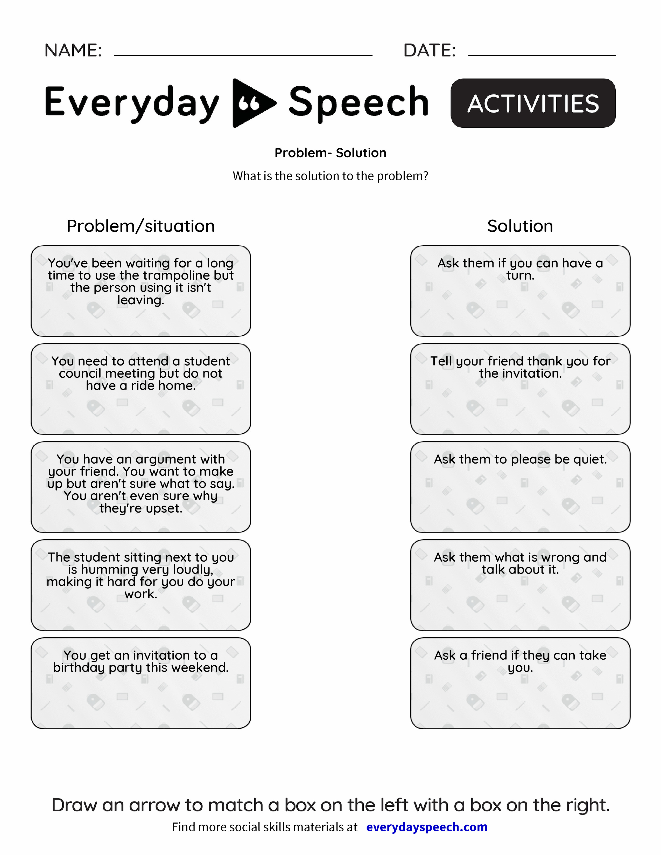Worksheets Problem Solution Worksheets problem solution everyday speech preview preview