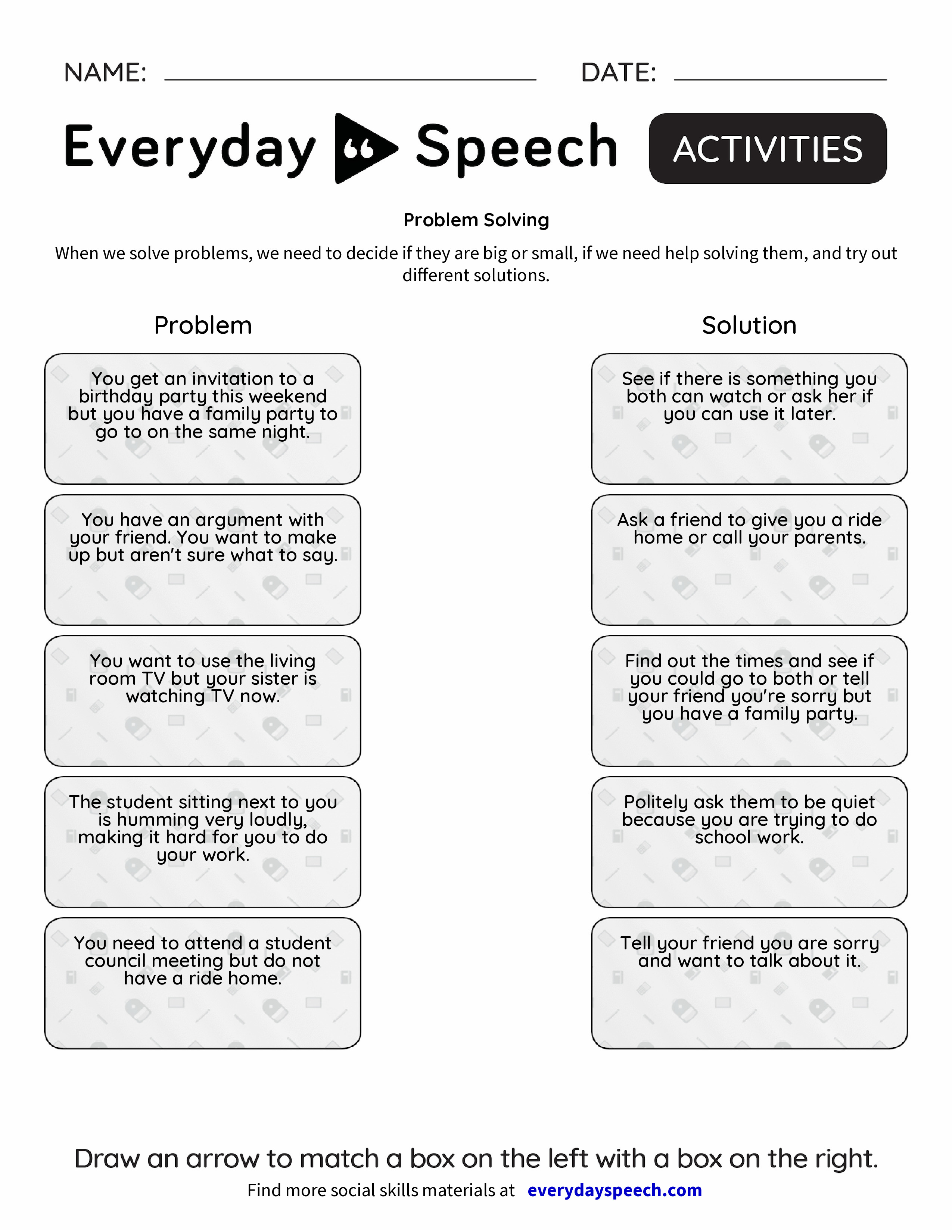 speech and language problem solving goals