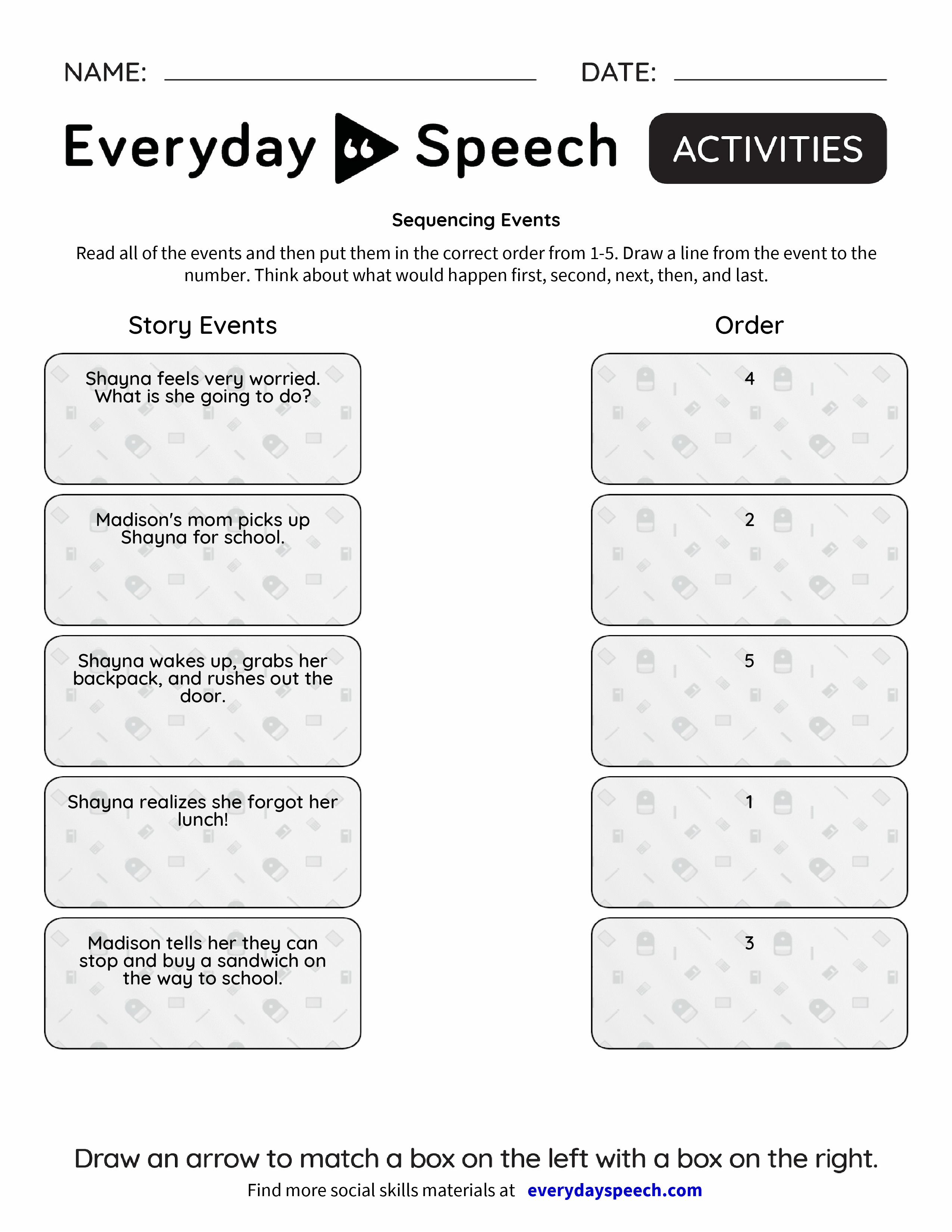Sequencing Events - Everyday Speech - Everyday Speech