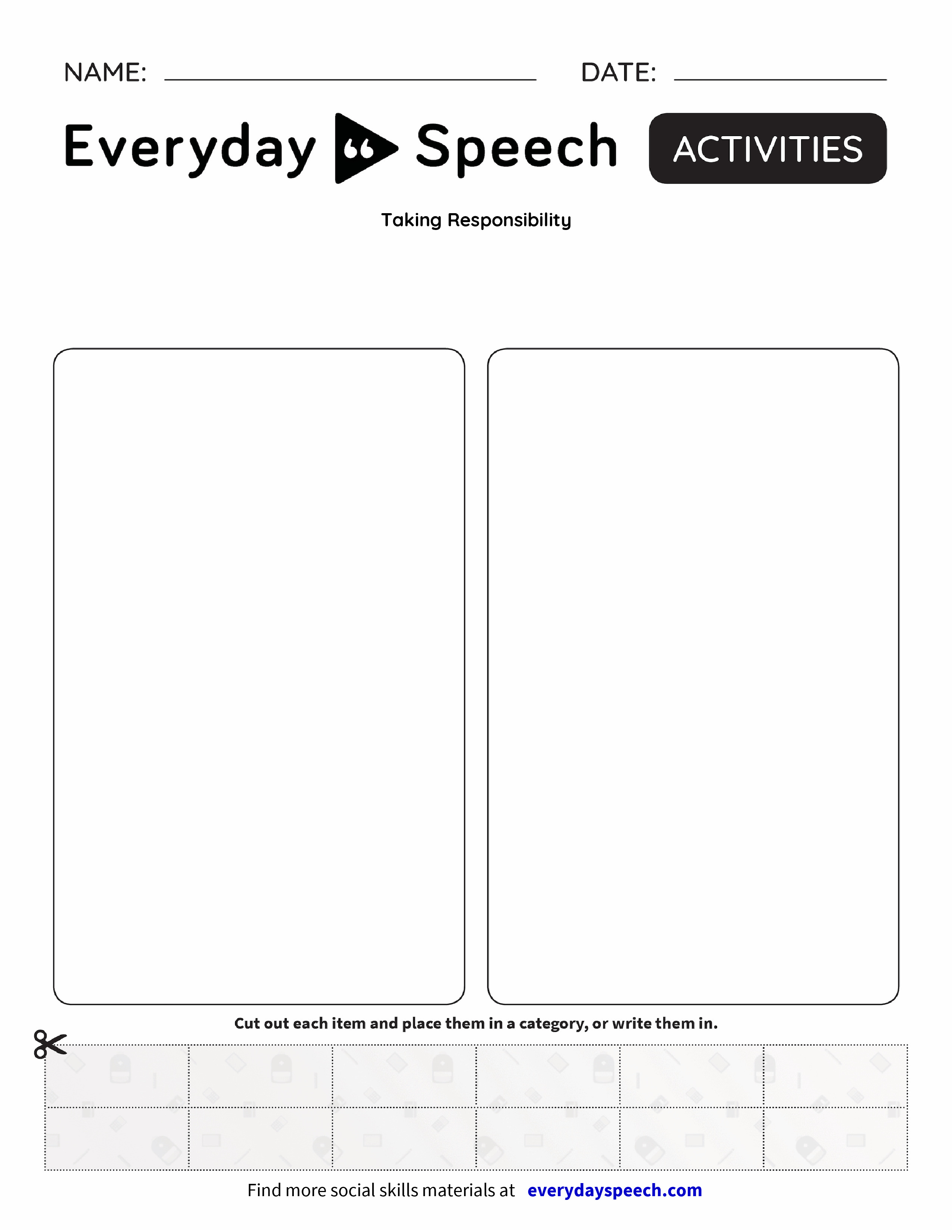 Worksheets Responsibility Worksheets taking responsibility everyday speech preview
