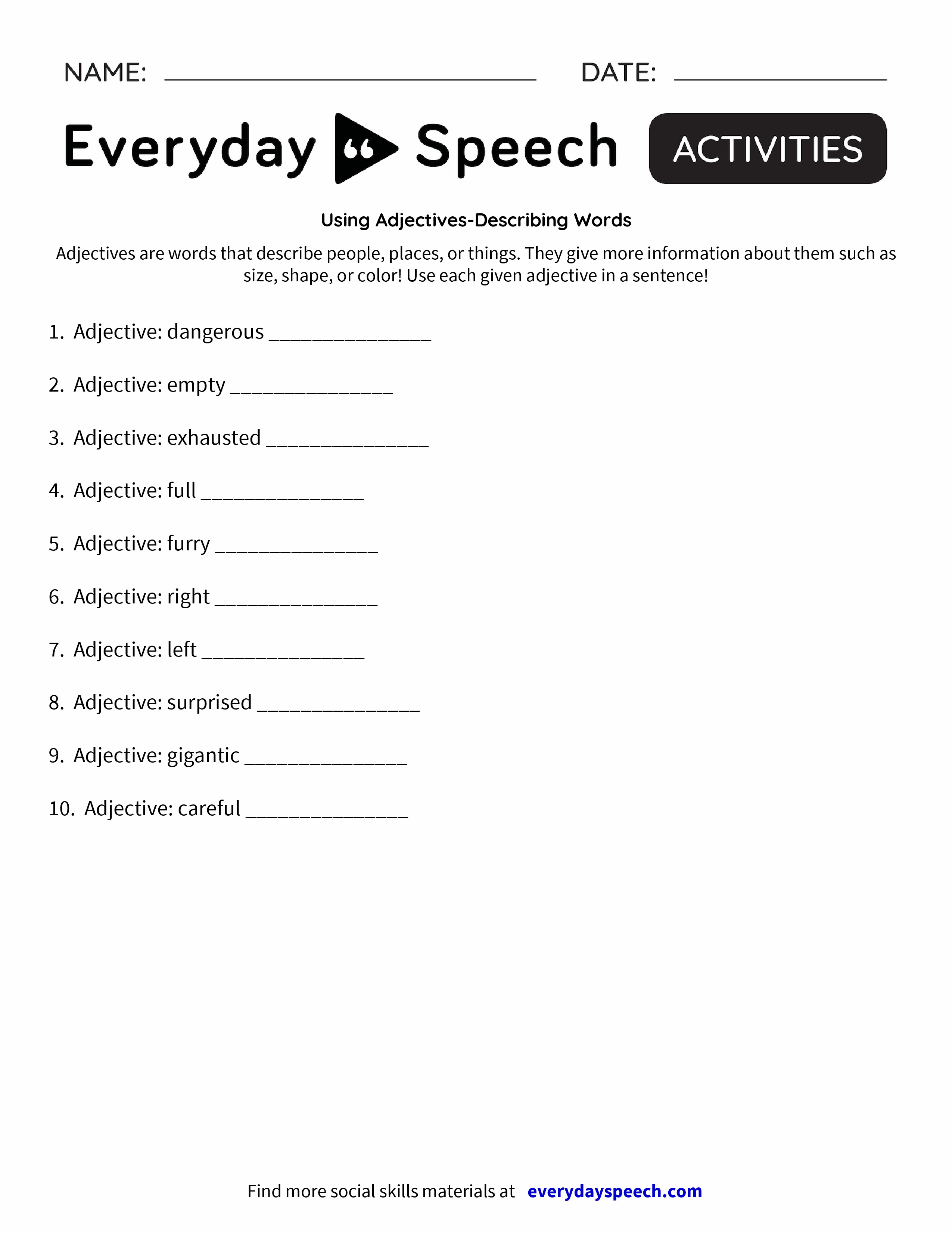 describing words for speech