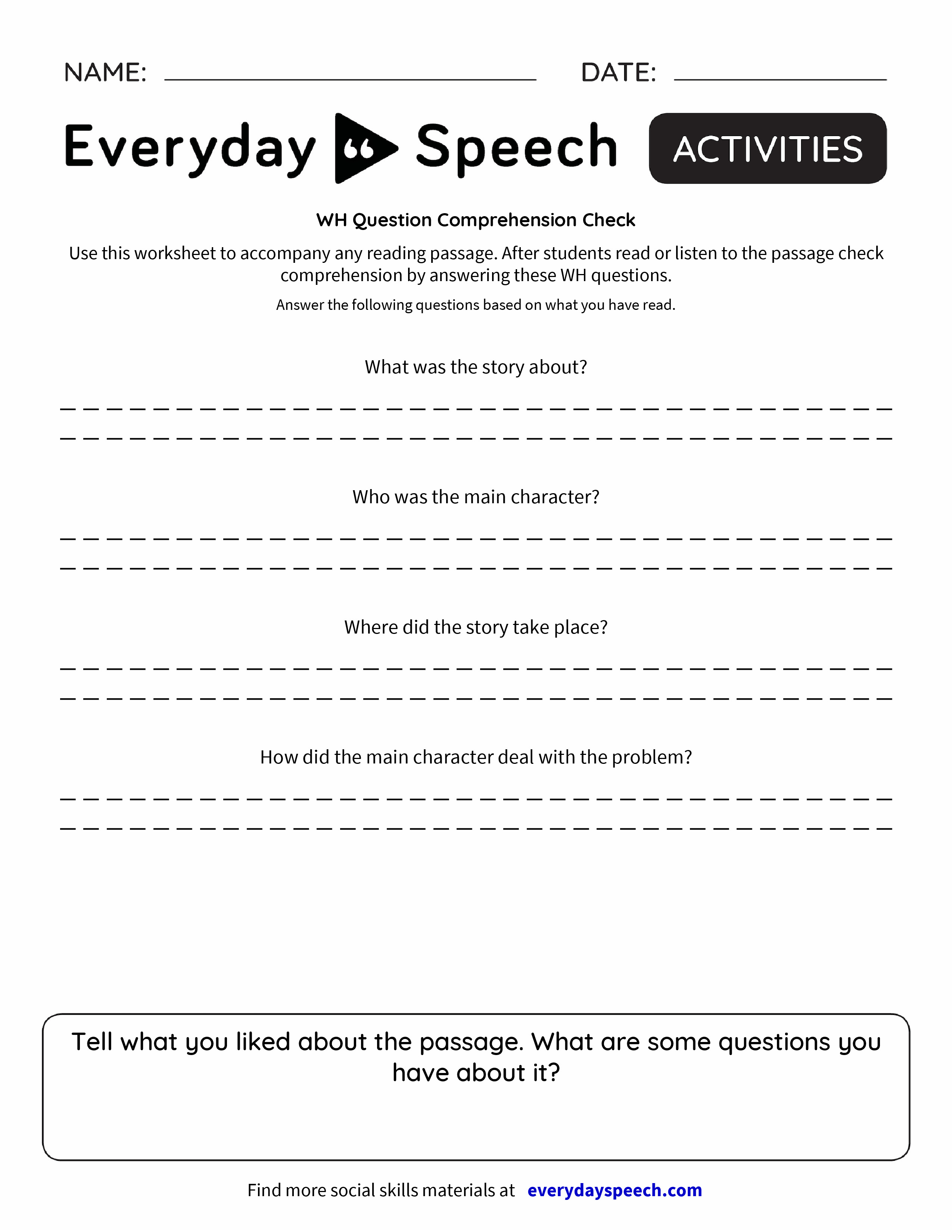 wh question comprehension check everyday speech