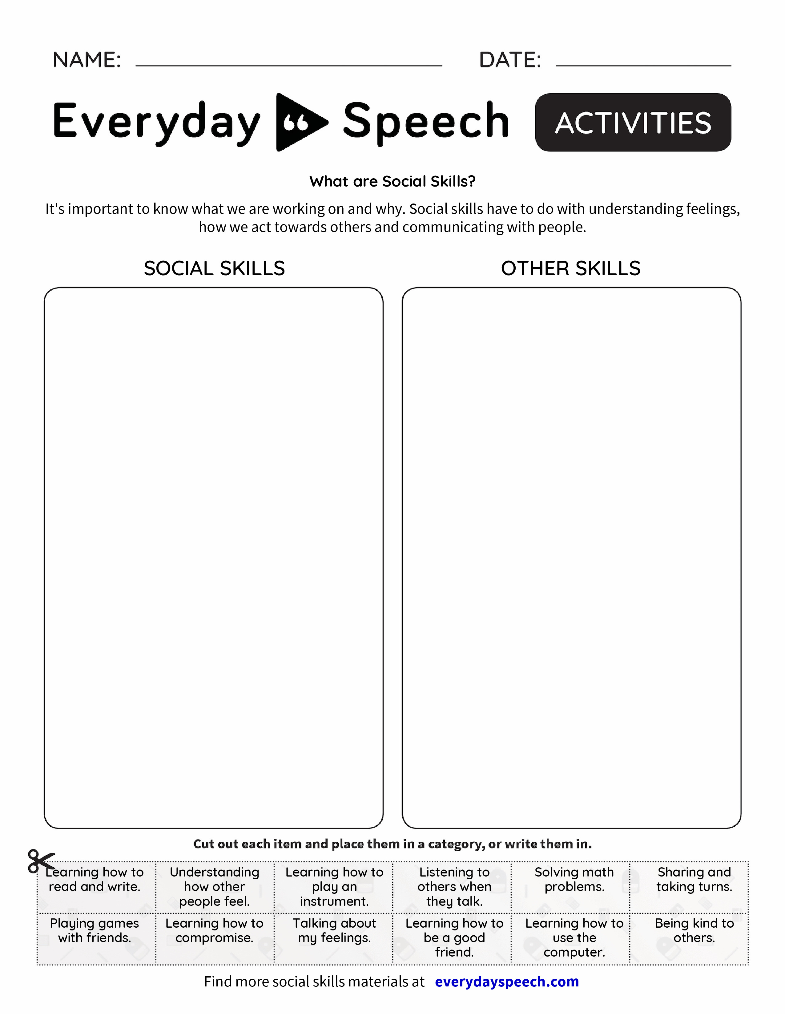 worksheet Social Skills Worksheet what are social skills everyday speech preview