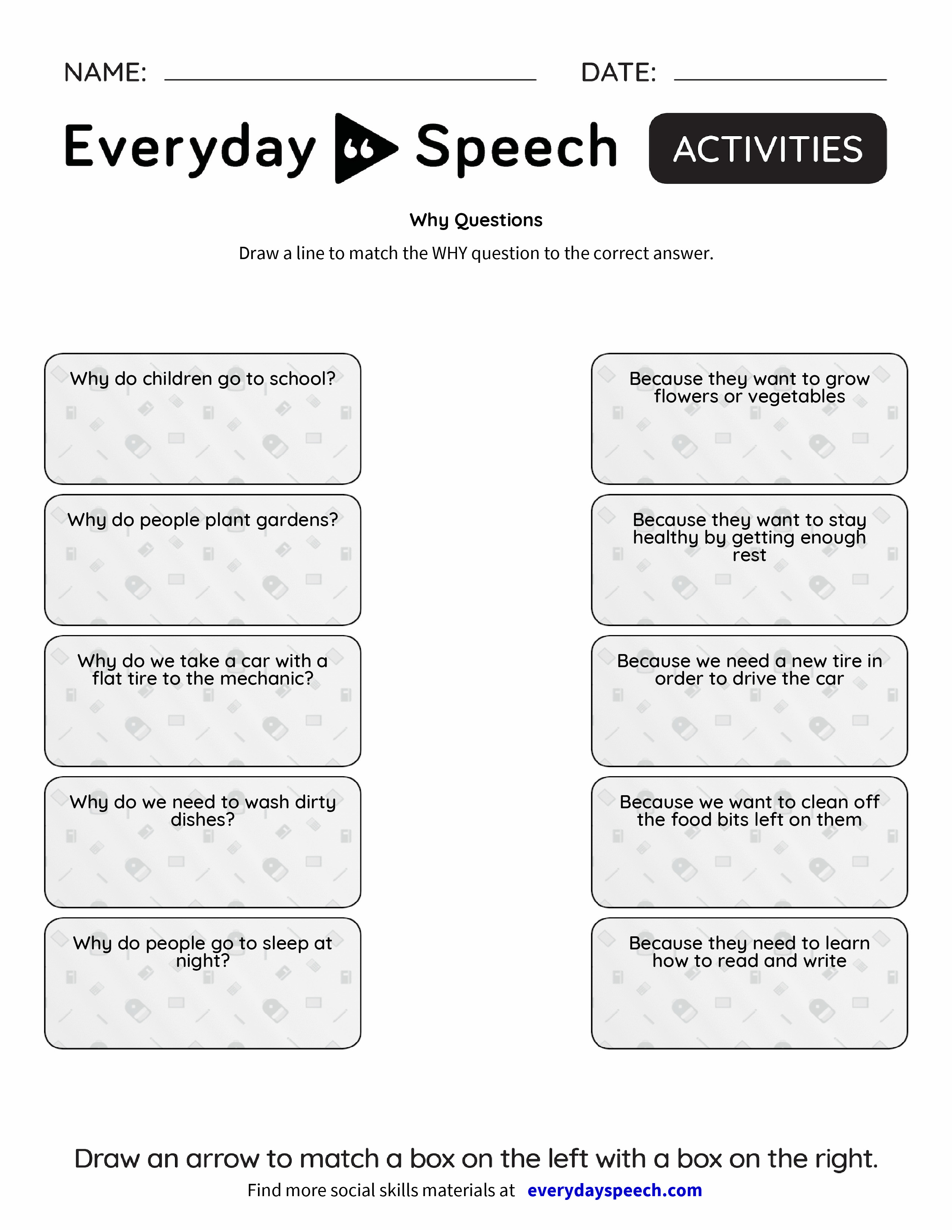Why Questions Worksheets