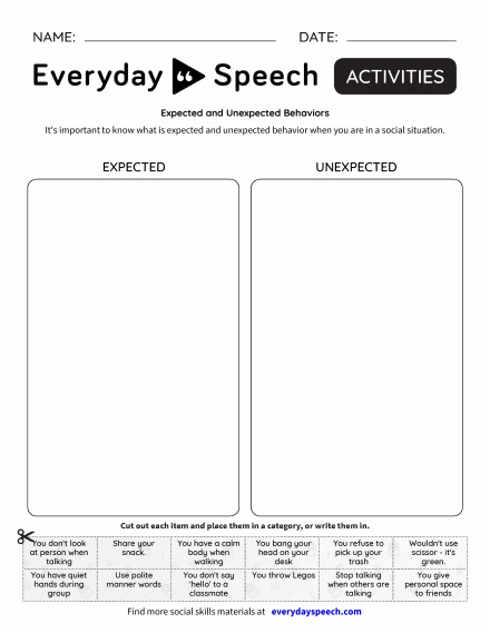 Worksheets | Everyday Speech - Everyday Speech