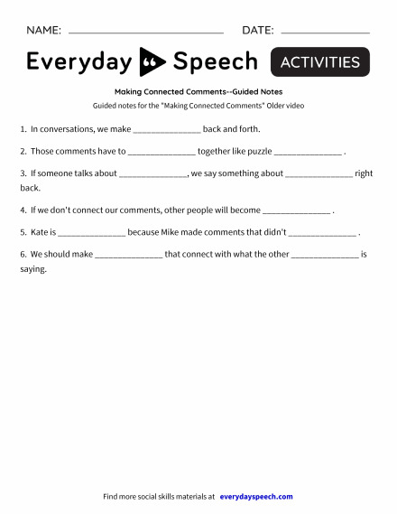 Making Connected Comments--Guided Notes