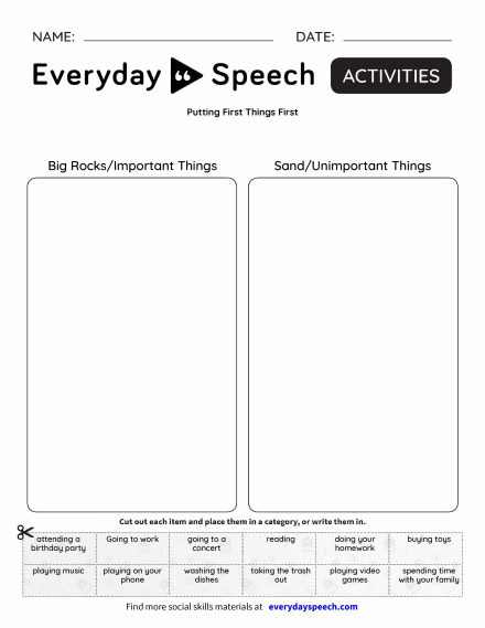Worksheets | Everyday Speech - Everyday Speech